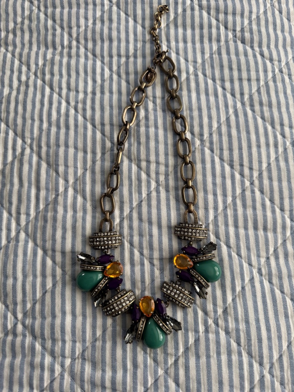 J. Crew Teal, Purple & Amber Statement Necklace